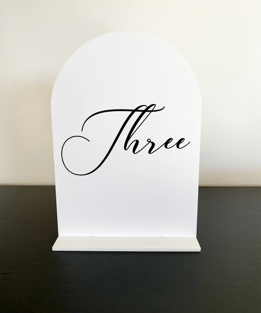 Acrylic Script Wedding Table Number Sign