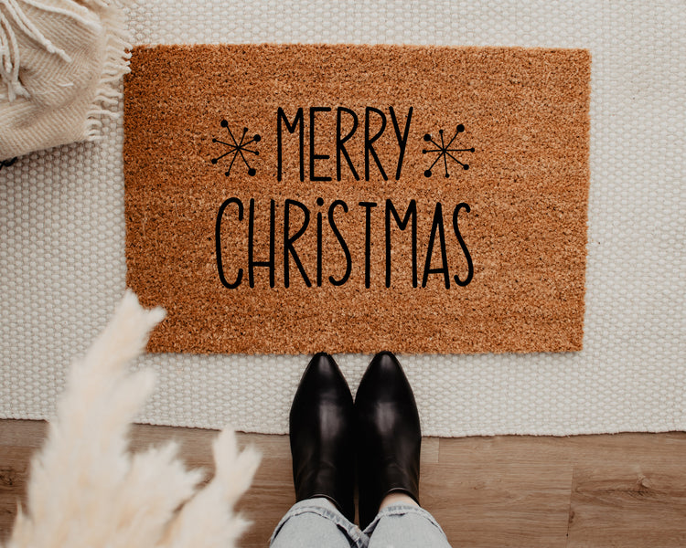 Merry Christmas Snowflakes Doormat