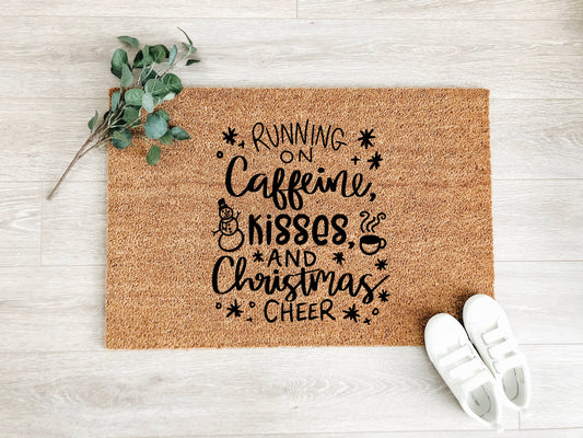 Caffeine Kisses Christmas Cheer Doormat