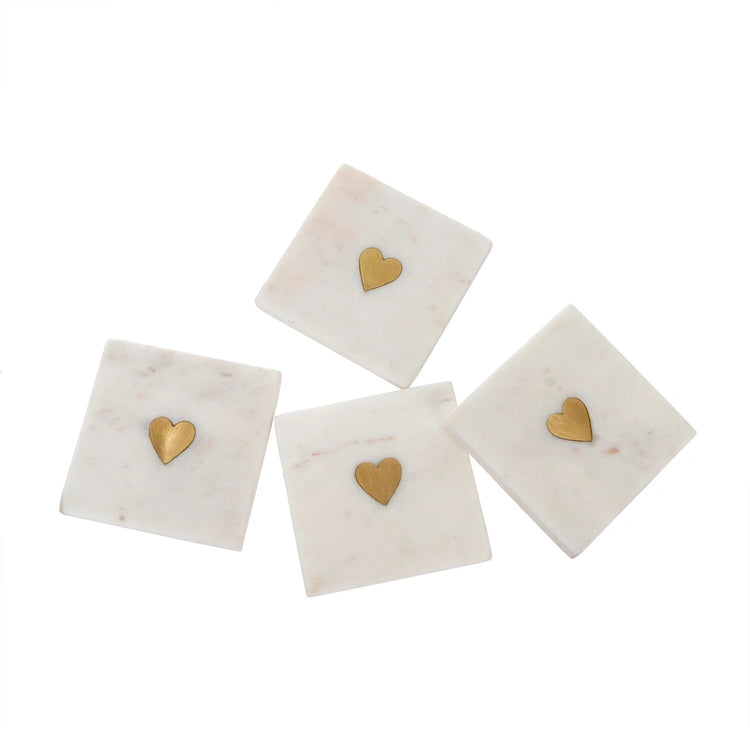 Sweetheart Gold Marble Coasters, Set of 4